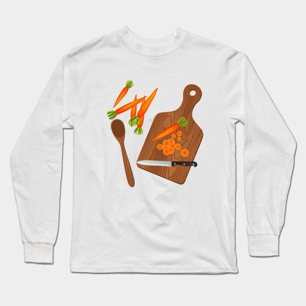 Carrot Chopping Long Sleeve T-Shirt by SWON Design